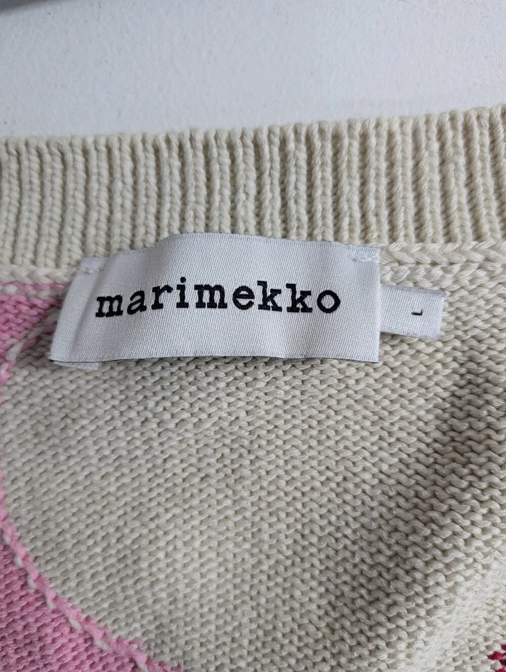 Marimekko Päivä Unikko Pullover Sweater, 100 % Cotton, Relaxed Fit Sz L/XL EUC